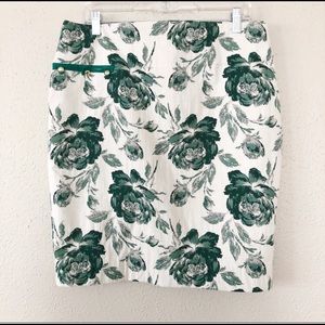 Eva Mendes Green Floral Print Pencil Skirt Size 12